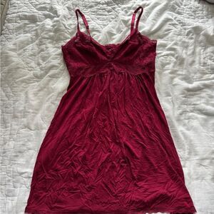 INC Burgundy Lace Trim Cami Chemise Nightgown Lingerie Size S